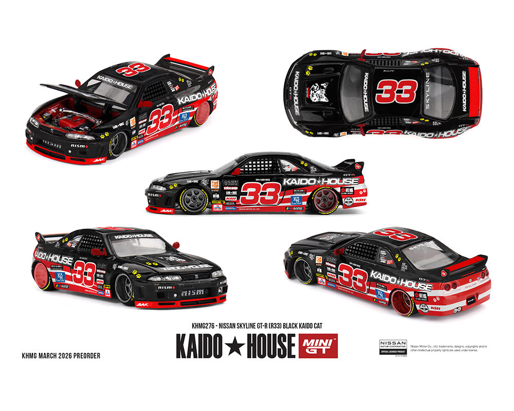 (Preorder) Kaido House x Mini GT Nissan Skyline GT-R (R33) Black Kaido Cat – Limited Edition