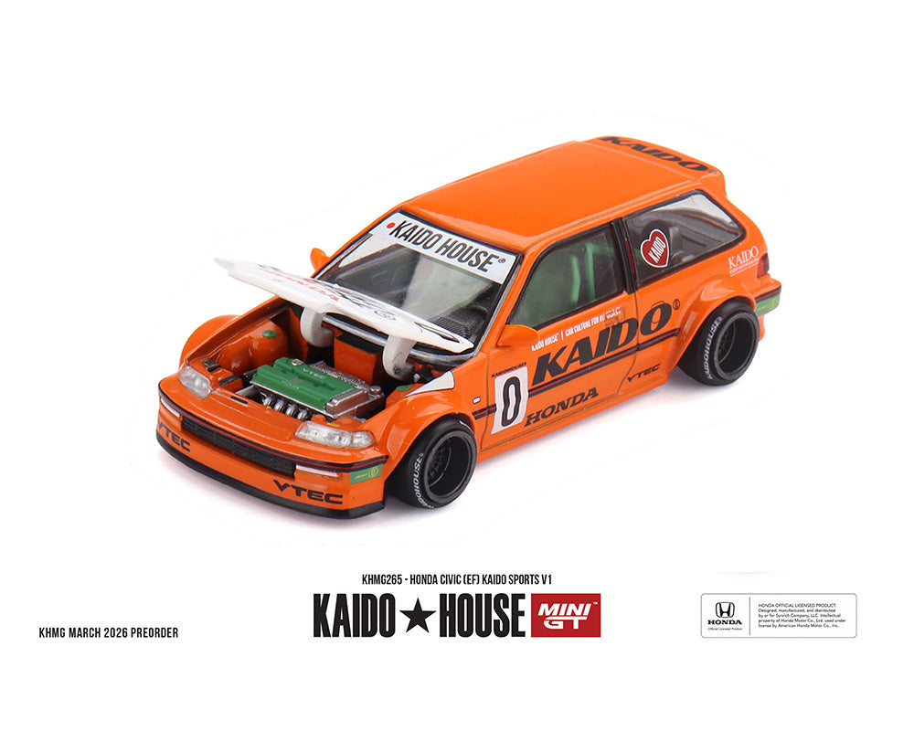 (Preorder) Kaido House x Mini GT Honda Civic (EF) Kaido Sports V1 – Orange – Limited Edition