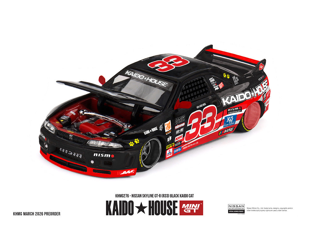 (Preorder) Kaido House x Mini GT Nissan Skyline GT-R (R33) Black Kaido Cat – Limited Edition