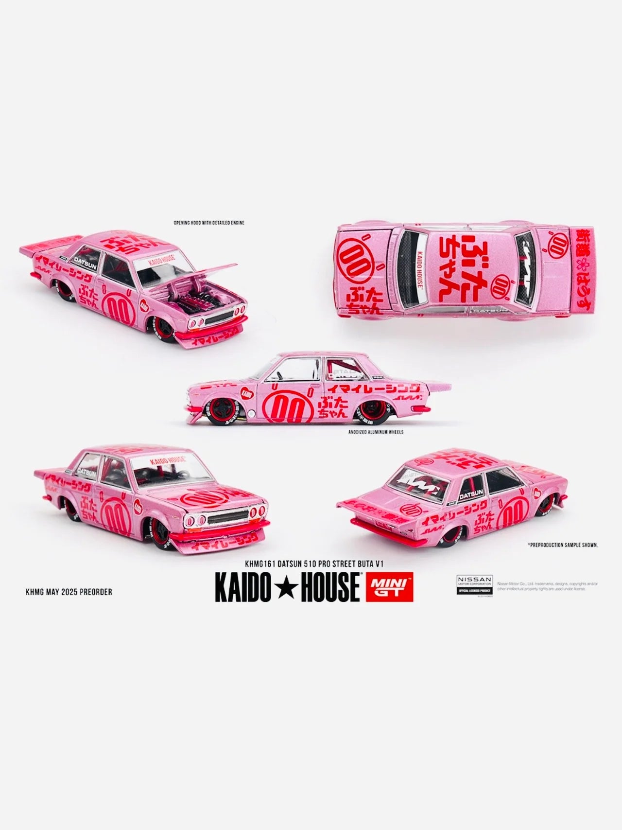 Mini GT - Kaido House 510 Datsun Pro Street Buta V1 Pink